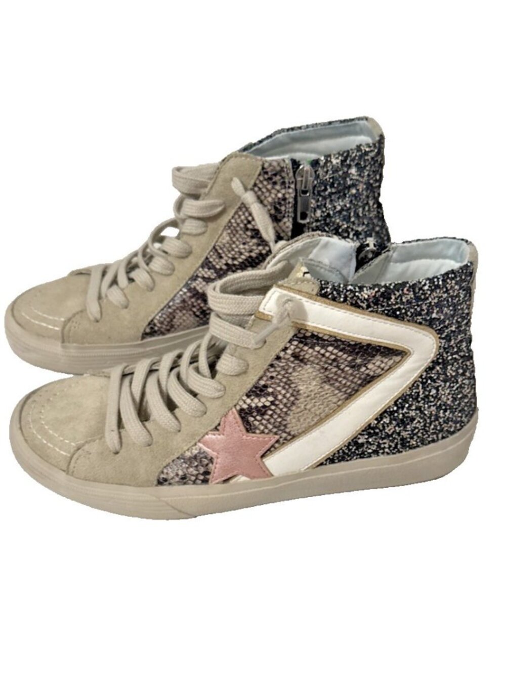 Shu Shop Passion Star Distressed Pre-Scuffed Hi Top Sneakers 7 1/2